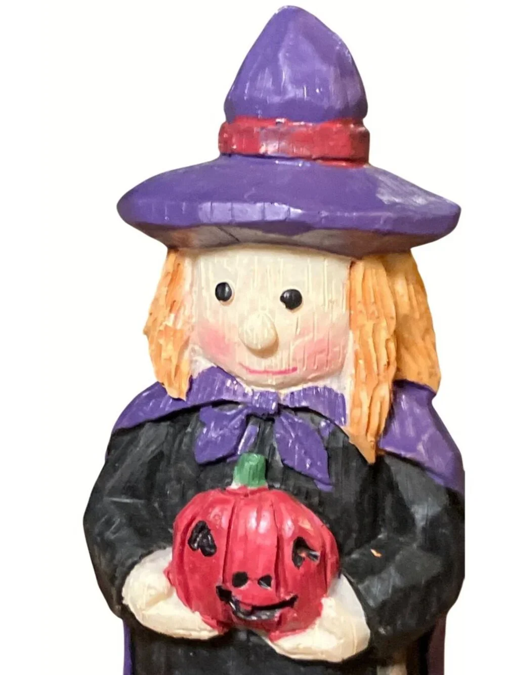 Halloween Witch Figurines Set Of 2 Hand-Painted Resin Pumpkin Decor